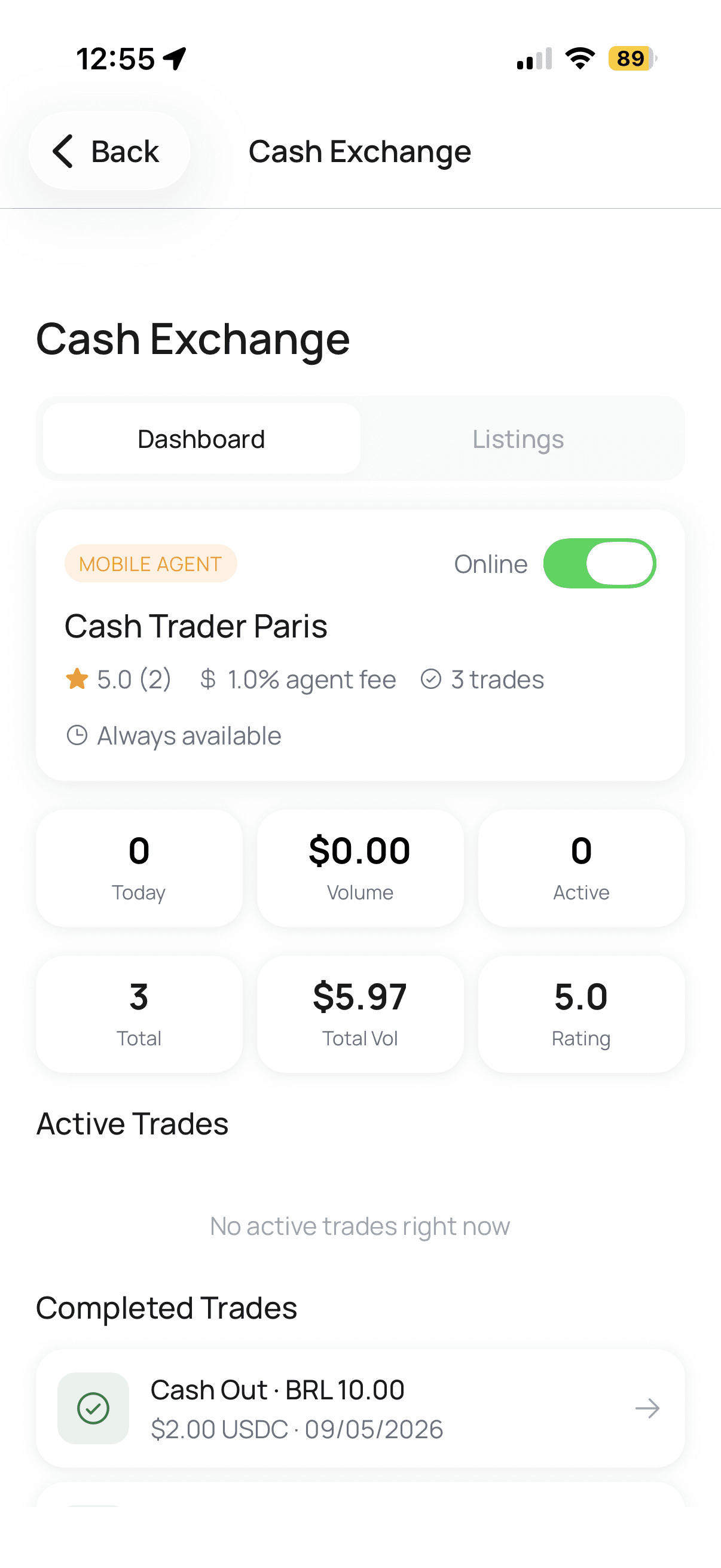 CashRamp agent dashboard