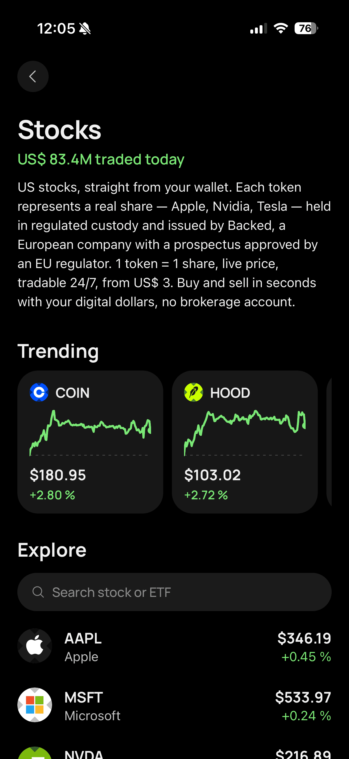 Tesla, Apple, Nvidia. From your wallet, 24/7.